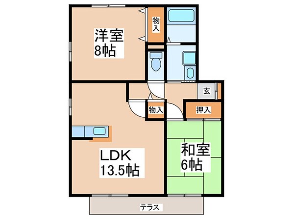 プラムヒルズB棟の物件間取画像